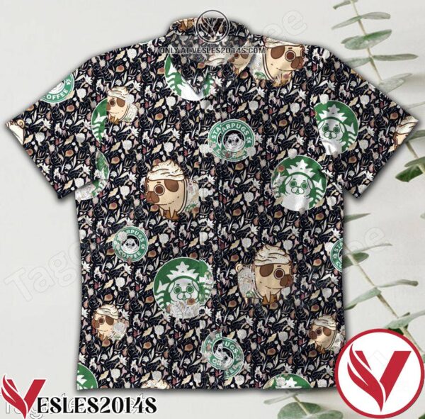 Pug Dog Chibi Starbucks Hawaiian Shirt, Unique Gifts For Friends - Vesles2014S 1
