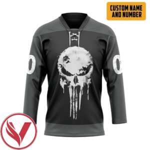 Punisher Skull Custom Name Custom Number Hockey Jersey, Trending Gifts For Fans - Vesles2014s