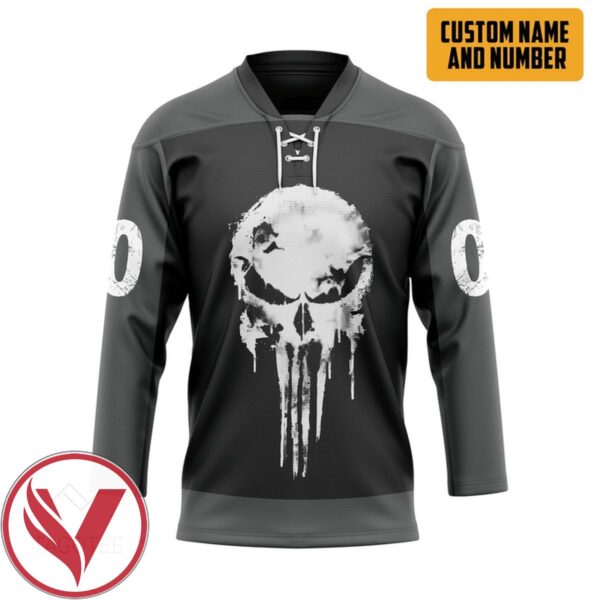 Punisher Skull Custom Name Custom Number Hockey Jersey, Trending Gifts For Fans - Vesles2014s