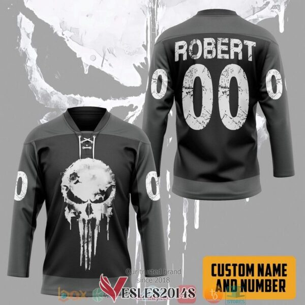 Punisher Skull Custom Name and Number Hockey Jersey Shirt, Trending Gifts For Fans - Vesles2014s 2