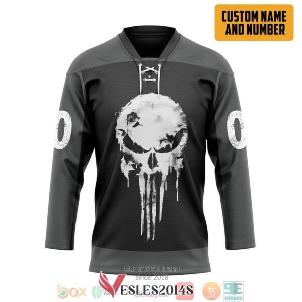 Punisher Skull Custom Name and Number Hockey Jersey Shirt, Trending Gifts For Fans - Vesles2014s