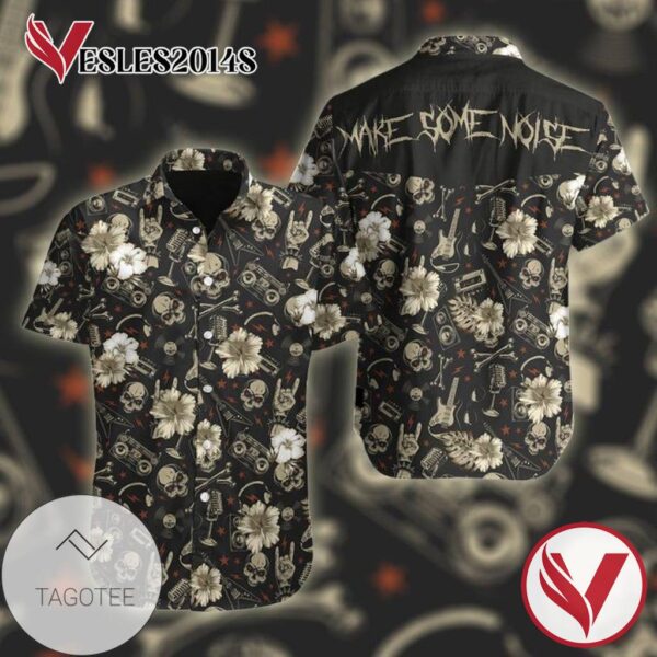 Punk Rock Make Some Noise Graphic Print Short Sleeve Hawaiian Casual Shirt Vesles2014S