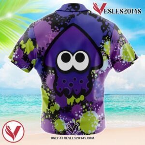 Purple Squid Aloha Splatoon Hawaiian Button Up Shirt, Perfect Gifts For Anime Lovers - Vesles2014S 1
