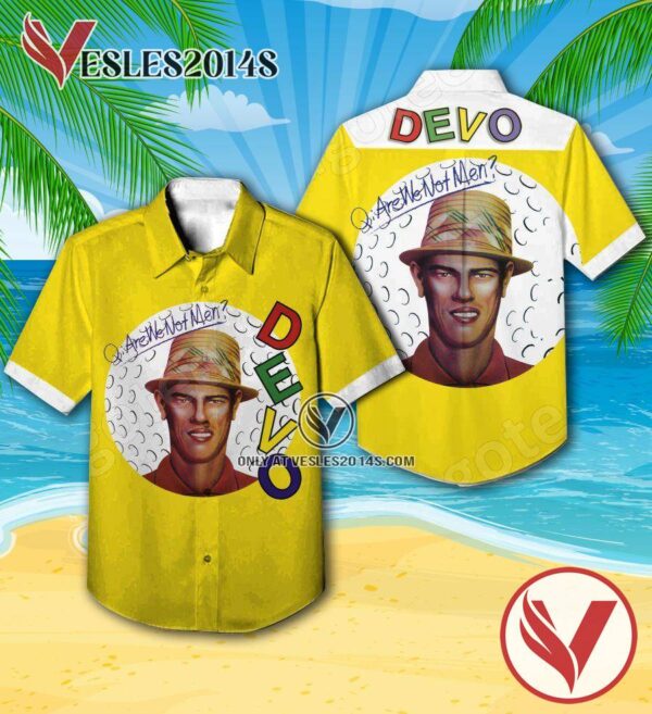 Q Are We Not Men A We Are Devo Album Cover Yellow Hawaiian Shirt, Unique Gifts For Music Lovers - Vesles2014S