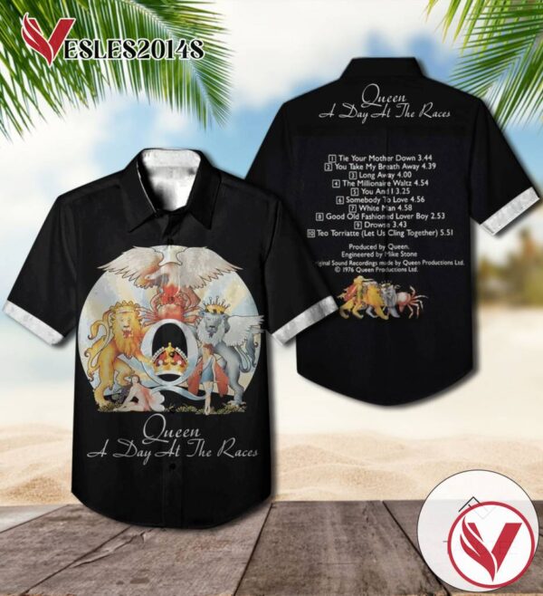 Queen A Day At The Races Album Cover Hawaiian Shirt, Best Gift For Music Lovers Vesles2014S