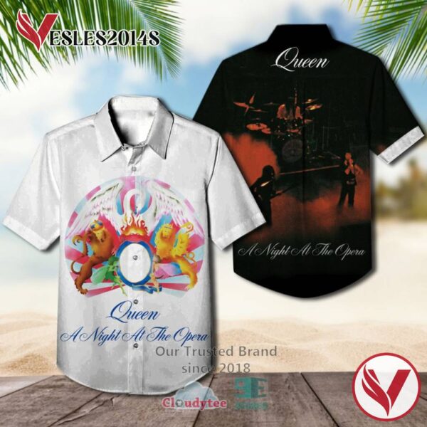 Queen Band A Night at the Opera Album Hawaiian Shirt, Best Gift For Music Lovers Vesles2014S
