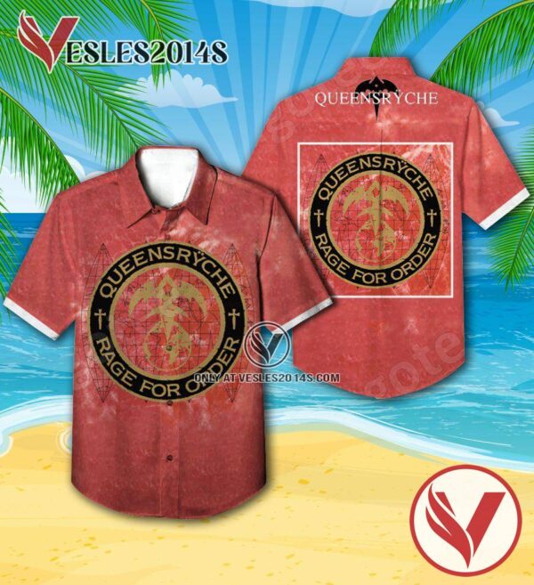 Queensryche Rage For Order Album Cover Hawaiian Shirt, Unique Gifts For Music Lovers - Vesles2014S