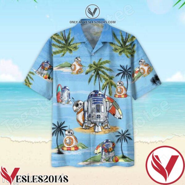R2 D2 & BB 8 Star Wars On Island Hawaiian Shirt And Short, Unique Gifts For Friends - Vesles2014S 1
