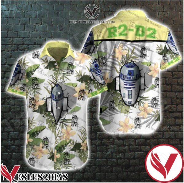 R2 D2 Star Wars Tropical White Hawaiian Shirt, Unique Gifts For Friends - Vesles2014S 1