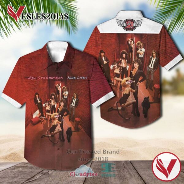 REO Speedwagon Nine Lives Albums Hawaiian Shirt, Best Gift For Music Lovers Vesles2014S