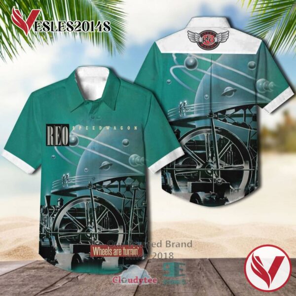 REO Speedwagon Wheels Are Turnin Albums Hawaiian Shirt, Best Gift For Music Lovers Vesles2014S