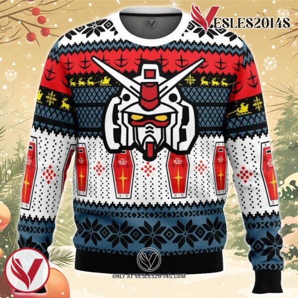 RX 78 Gundam Ugly Christmas Sweater, Unique Christmas Gift For Fans - Vesles2014S