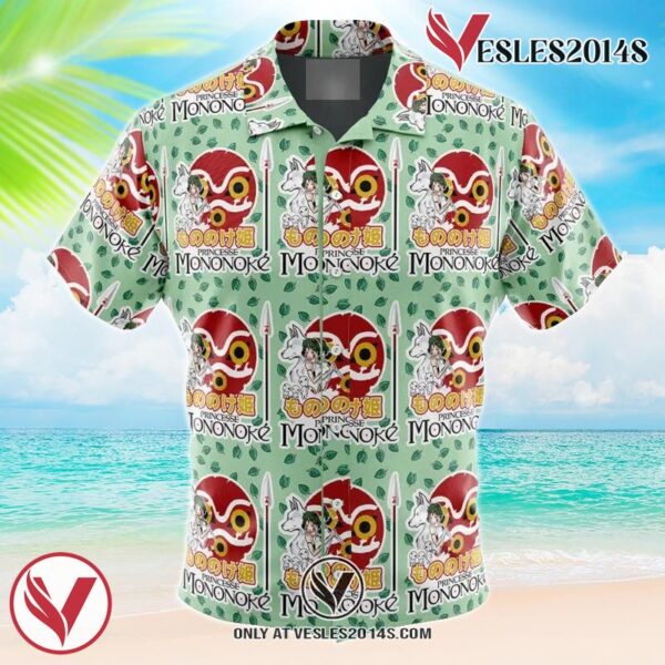 Raging Princess Mononoke Studio Ghibli Hawaiian Button Up Shirt, Perfect Gifts For Anime Lovers - Vesles2014S