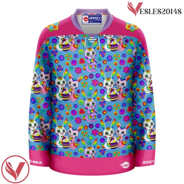 Rainbow Rabbits Easter Pattern Hockey Jersey - Vesles2014S 2