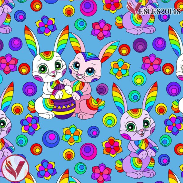 Rainbow Rabbits Easter Pattern Hockey Jersey - Vesles2014S 4