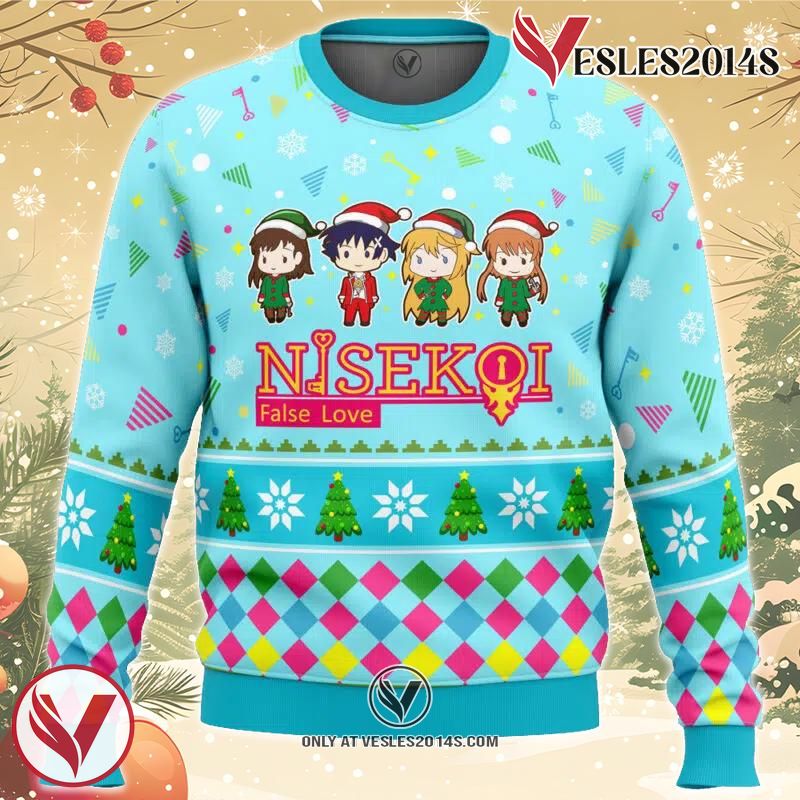 Raku And Friends Nisekoi False Love Ugly Christmas Sweater, Unique Christmas Gift For Fans - Vesles2014S