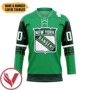 Rangers St. Patrick's Day Custom Name Custom Number Hockey Jersey, Trending Gifts For Fans - Vesles2014s
