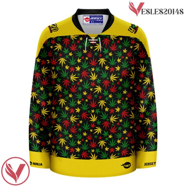 Rasta Leaf Ugly Sweater Hockey Jersey - Vesles2014S 2
