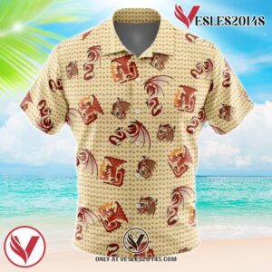 Rathlos Monster Hunter Pattern Hawaiian Button Up Shirt, Perfect Gifts For Anime Lovers - Vesles2014S 1