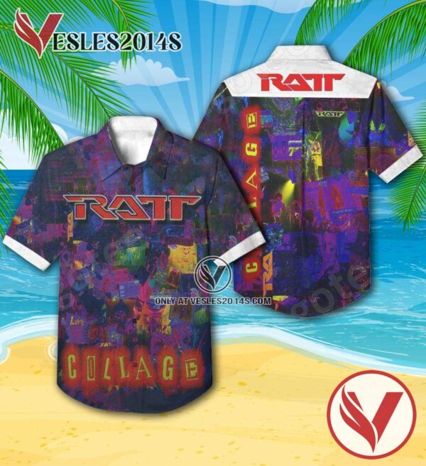 Ratt Collage Compilation Album Cover Hawaiian Shirt, Unique Gifts For Music Lovers - Vesles2014S