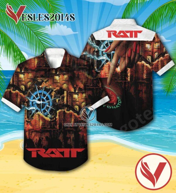 Ratt Detonator Album Cover Hawaiian Shirt, Unique Gifts For Music Lovers - Vesles2014S