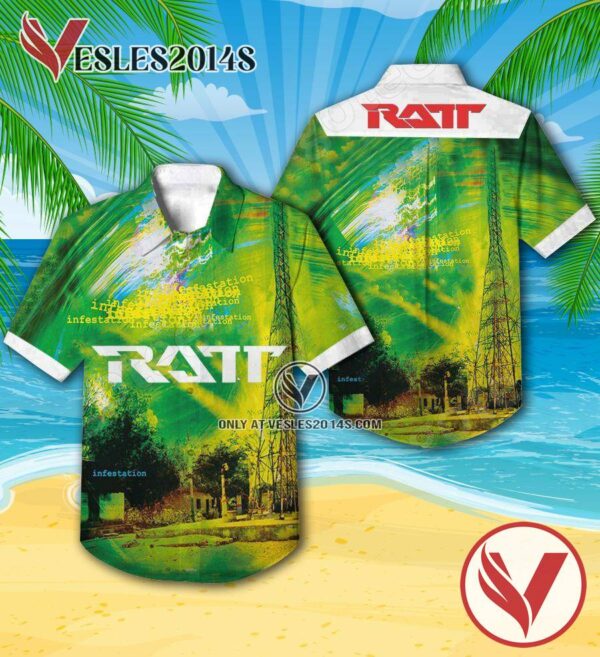 Ratt Infestation Album Cover Hawaiian Shirt, Unique Gifts For Music Lovers - Vesles2014S