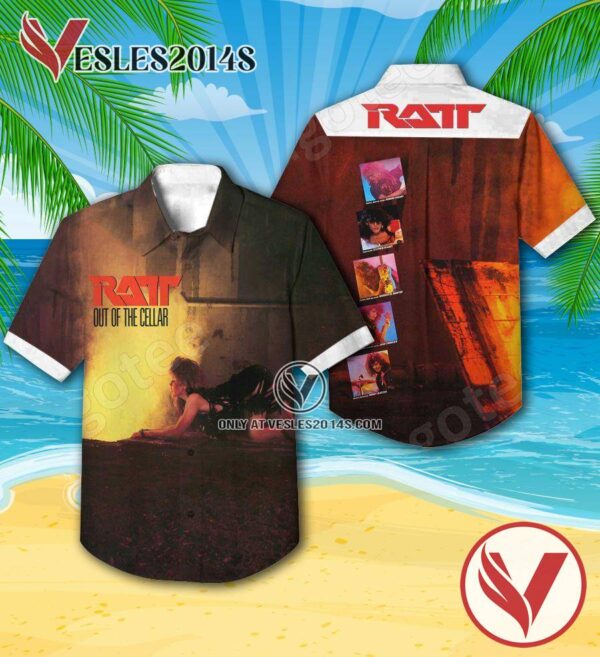 Ratt Out Of The Cellar Album Cover Hawaiian Shirt, Unique Gifts For Music Lovers - Vesles2014S