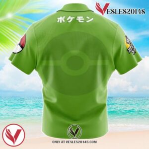 Rayquaza Face Pokemon Hawaiian Button Up Shirt, Perfect Gifts For Anime Lovers - Vesles2014S 1