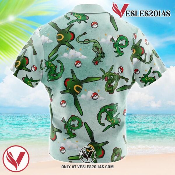 Rayquaza Pattern Pokemon Hawaiian Button Up Shirt, Perfect Gifts For Anime Lovers - Vesles2014S 1