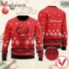 Red Budweiser Reindeer Snowy Christmas Sweater, Unique Winter Outfits For Fans - Vesles2014S  1