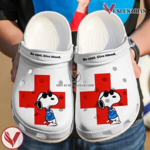 Red Cross Be Cool Give Blood Snoopy Custom Name White Clogs Shoes, Unique Gift From  Vesles2014S