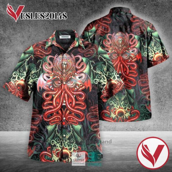 Red Cthulhu Casual Hawaiian Shirt, Best Gifts For Summer Vesles2014S 1