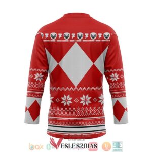 Red Mighty Morphin Power Ranger Ugly Hockey Jersey Shirt, Trending Gifts For Fans - Vesles2014s 1