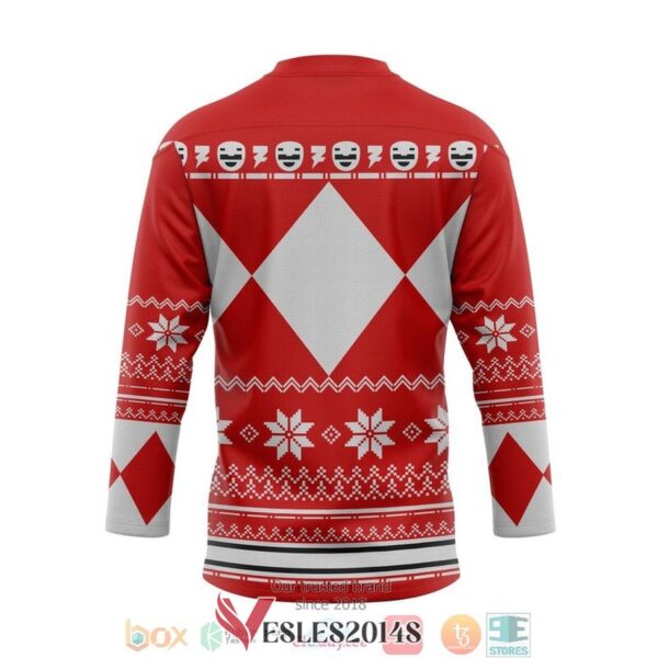 Red Mighty Morphin Power Ranger Ugly Hockey Jersey Shirt, Trending Gifts For Fans - Vesles2014s 1