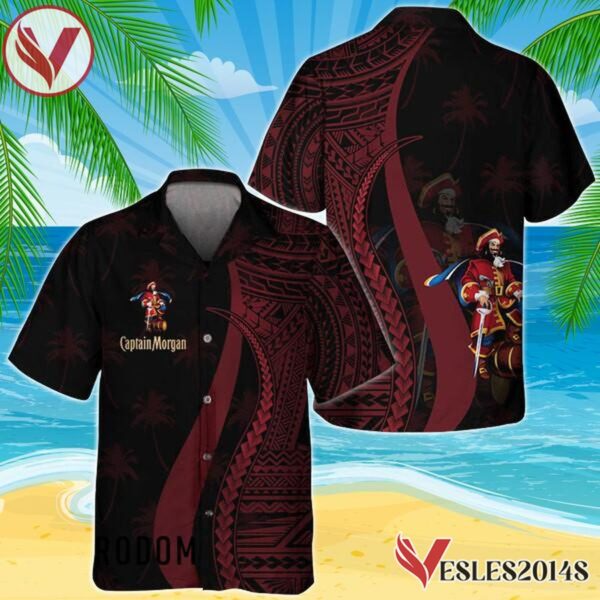 Red Polynesian Captain Morgan Hawaiian Shirt, Best Summer Gifts For Fans - Vesles2014S