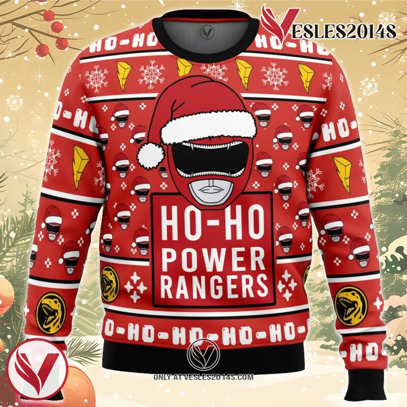 Red Ranger Ho-Ho Power Rangers Ugly Christmas Sweater, Unique Christmas Gift For Fans - Vesles2014S