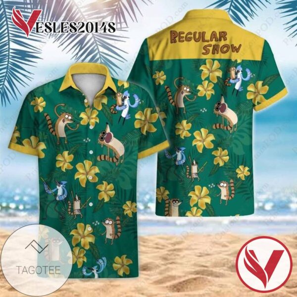 Regular Show Hawaiian Graphic Print Short Sleeve Hawaiian Casual Shirt Vesles2014S 1