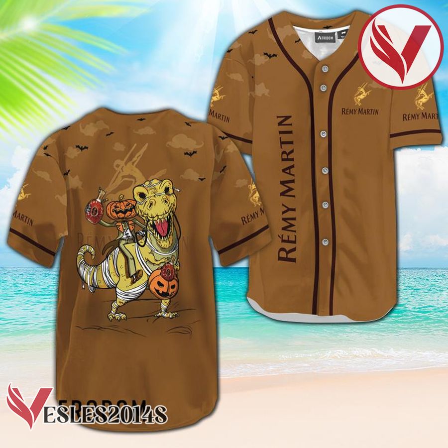 Remy Martin Beige Halloween Dinosaur Baseball Jersey, Perfect Gifts For Fans - Vesles2014S