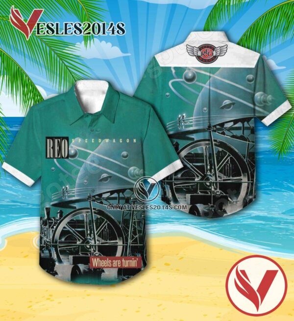 Reo Speedwagon Wheels Are Turnin’ Album Cover Hawaiian Shirt, Unique Gifts For Music Lovers - Vesles2014S