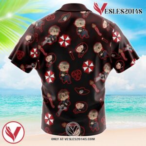 Resident Evil Pattern Gaming Hawaiian Button Up Shirt, Perfect Gifts For Anime Lovers - Vesles2014S 1