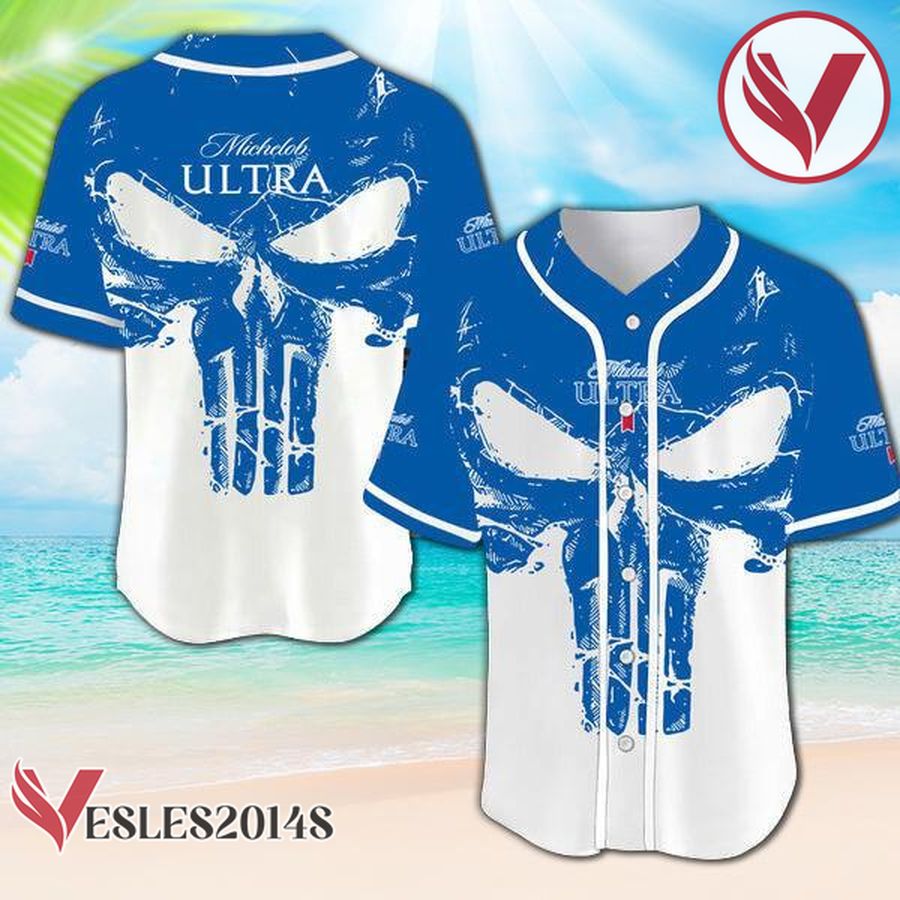 Retro Skull Michelob ULTRA Baseball Jersey, Perfect Gifts For Fans - Vesles2014S