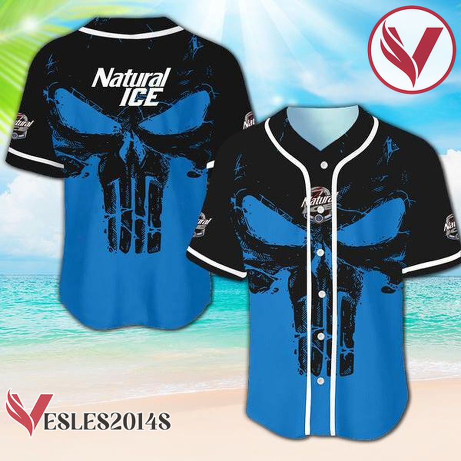 Retro Skull Natural Ice Baseball Jersey, Perfect Gifts For Fans - Vesles2014S