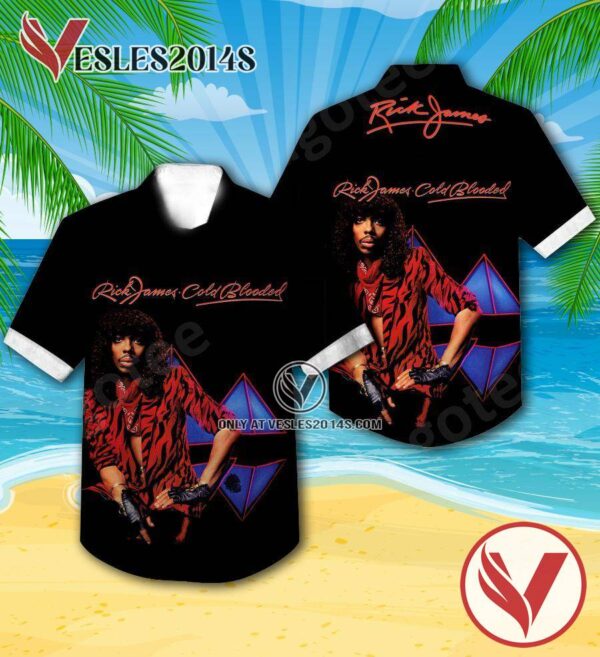 Rick James Cold Blooded Album Cover Black Hawaiian Shirt, Unique Gifts For Music Lovers - Vesles2014S