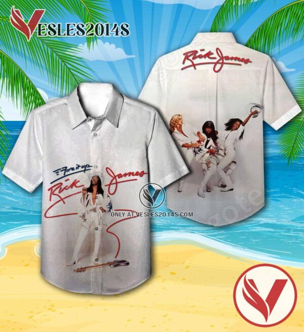 Rick James Fire It Up Album Cover White Hawaiian Shirt, Unique Gifts For Music Lovers - Vesles2014S