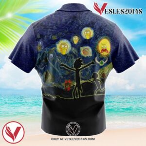 Rick and Morty Starry Night Hawaiian Button Up Shirt, Perfect Gifts For Anime Lovers - Vesles2014S 1