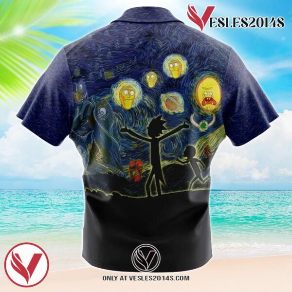 Rick and Morty Starry Night Hawaiian Button Up Shirt, Perfect Gifts For Anime Lovers - Vesles2014S 1