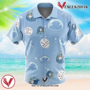 Rimuru Tempest Pattern That Time I Got Reincarnated as a Slime Hawaiian Button Up Shirt, Perfect Gifts For Anime Lovers - Vesles2014S