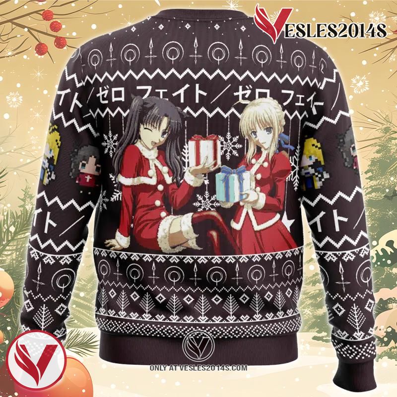 Rin and Saber Santa Fate Zero Ugly Christmas Sweater, Unique Christmas Gift For Fans - Vesles2014S 1