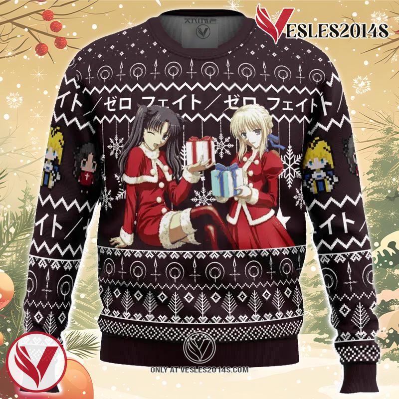 Rin and Saber Santa Fate Zero Ugly Christmas Sweater, Unique Christmas Gift For Fans - Vesles2014S