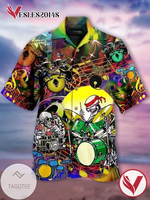 Rock Band skull For men And Women Graphic Print Short Sleeve Hawaiian Casual Shirt Vesles2014S 1